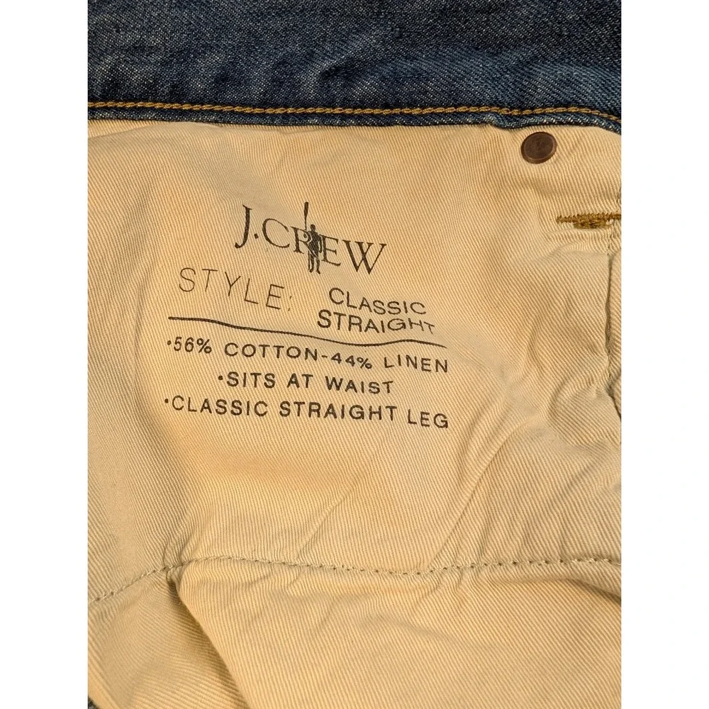 J.Crew Classic Summer Weight Jeans Mens 36x30 Blue Cotton Linen NWT Orig $178